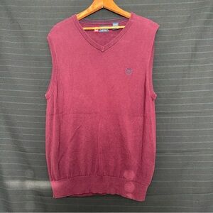 Chaps mens sleeveless knit sweater vest burgundy w/ embroidered logo size Medium